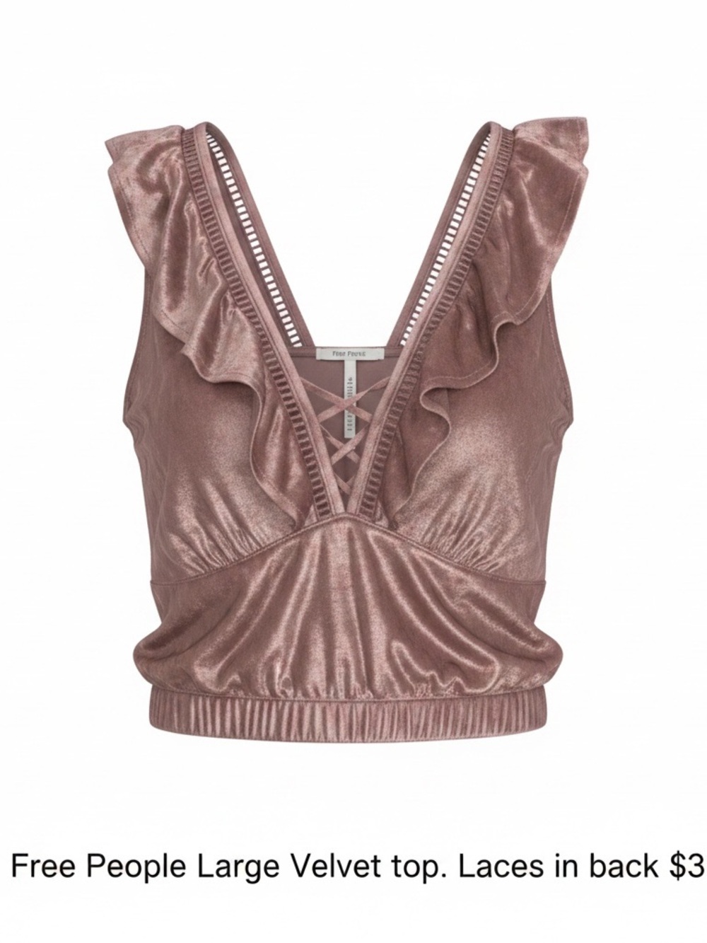 Free People Metallic Mauve Velvet Ruffle Tank